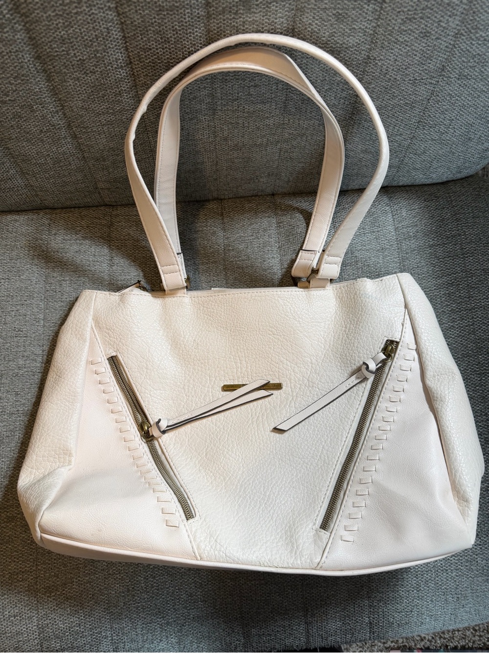 Rosetti White Faux Leather Double-Handle Tote